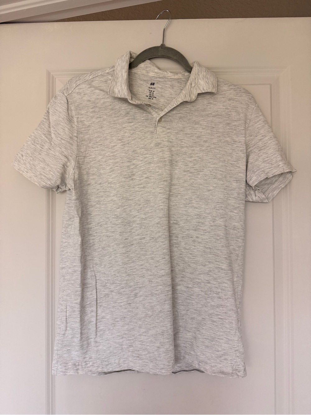 H&M Men's Light Heather Grey Polo